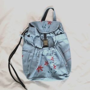 Wrangler Denim Saddle Bag Floral Embroidery Muli-Pocket Hiking Sac